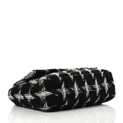 Chanel Tweed Quilted Large Chanel 19 Flap Black Ecru White 4 of 11