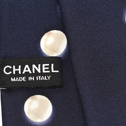 Chanel Silk Pearl CC Slim Bandeau Scarf Dark Navy 3 of 3
