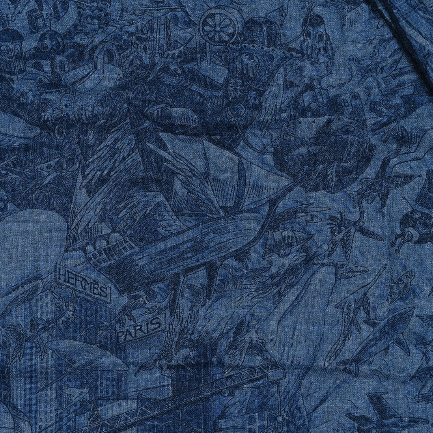 Hermes Cashmere Silk Nothing But A Dreamer Scarf 100 Bleu Chine Indigo Marine 2 of 4