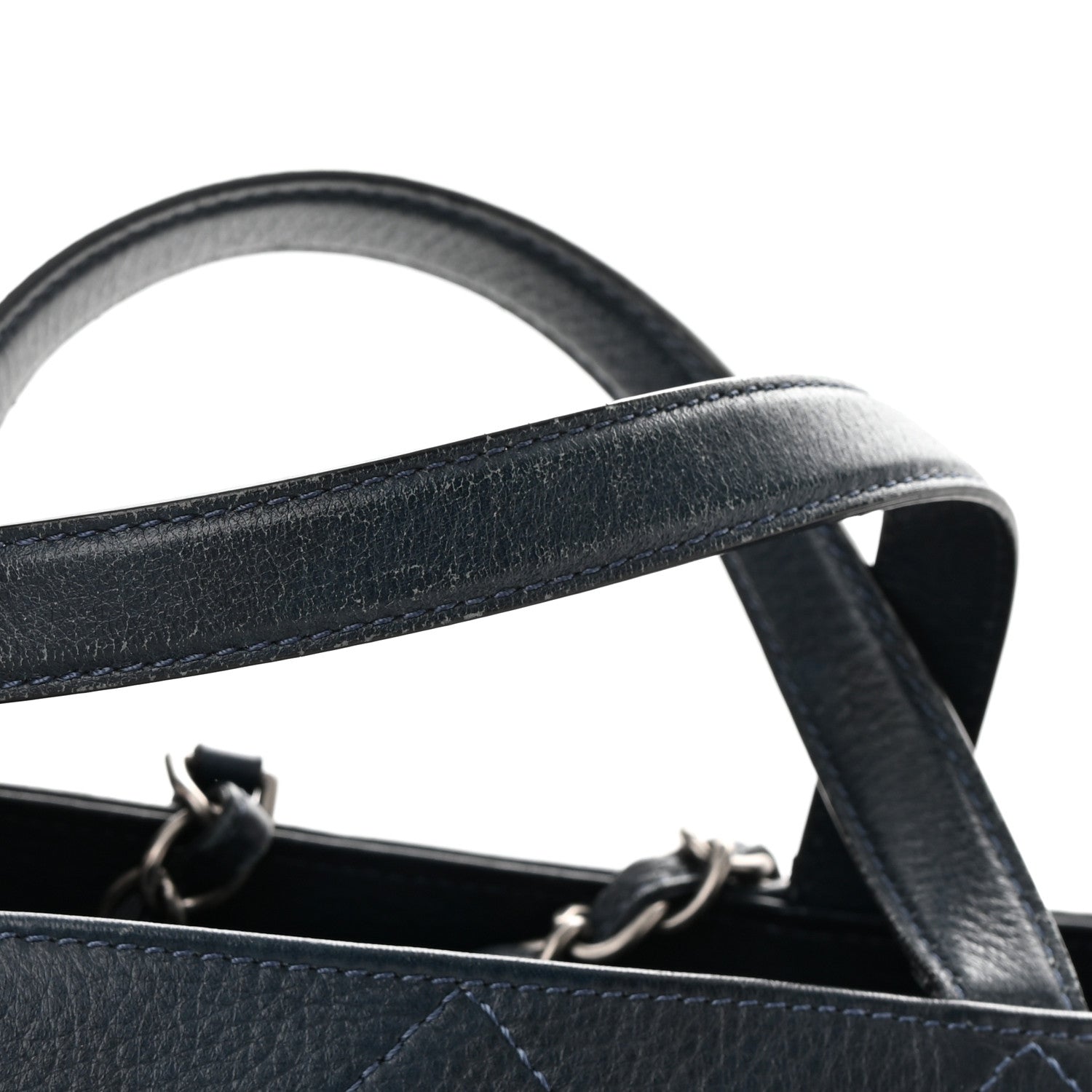 Chanel Deerskin Stitched Medium CC Shopping Tote Navy 23 of 24