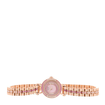 Hermes 18K Rose Gold Diamond Pink Sapphire 16mm Faubourg Quartz Watch 2 of 5