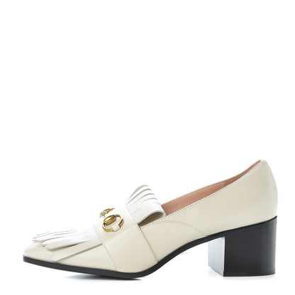 Gucci Malaga Kid Polly Kiltie Fringe 55mm Loafer Pumps 40 Mystic White 1 of 8