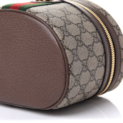 Gucci GG Supreme Monogram Textured Calfskin Web Ophidia Vanity Cosmetic Case Beige Ebony New Acero 10 of 11