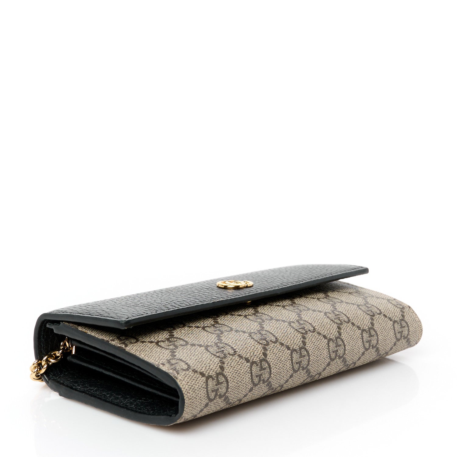 Gucci Dollar Calfskin GG Supreme Monogram Petite GG Marmont Wallet Chain Bag Black Beige Ebony 4 of 10
