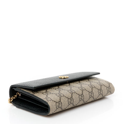 Gucci Dollar Calfskin GG Supreme Monogram Petite GG Marmont Wallet Chain Bag Black Beige Ebony 4 of 10