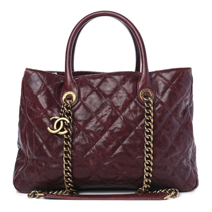 Chanel Glazed Caviar Quilted Small Shiva Tote Burgundy 1 of 5