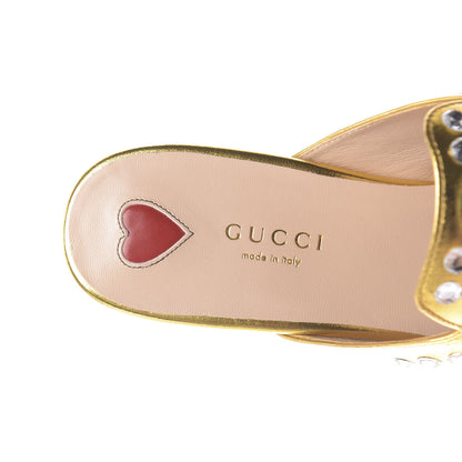 Gucci Metallic Nappa Crystal Womens Princetown Slippers 37.5 Gold 8 of 11