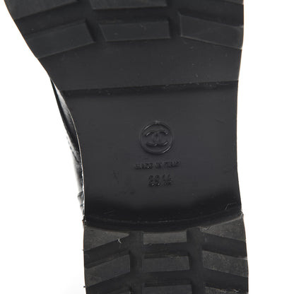Chanel Crackled Calfskin Velvet Pearl Combat Short Boots 39.5 Black 6 of 10