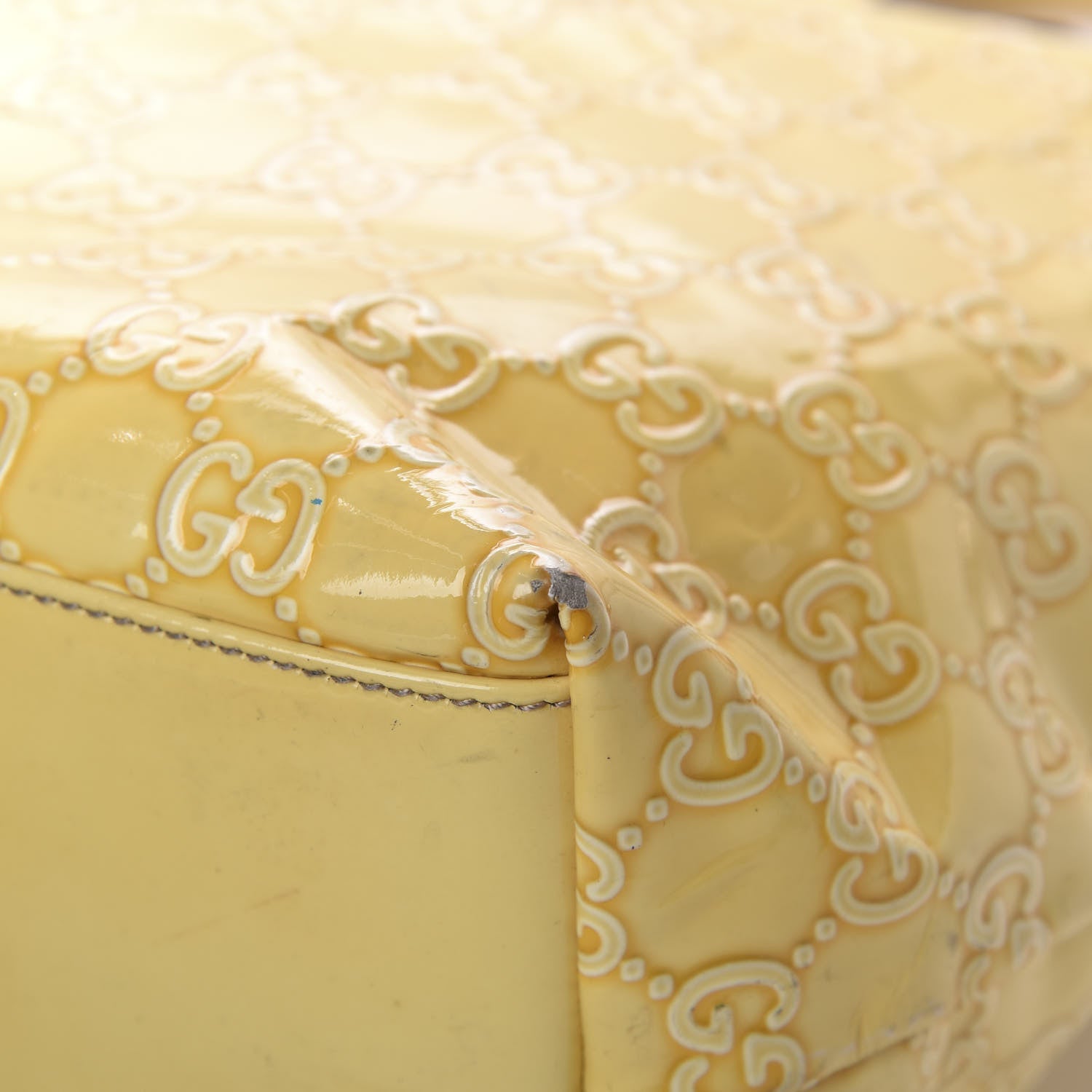Gucci Patent Monogram Small D Ring Tote Yellow 9 of 13