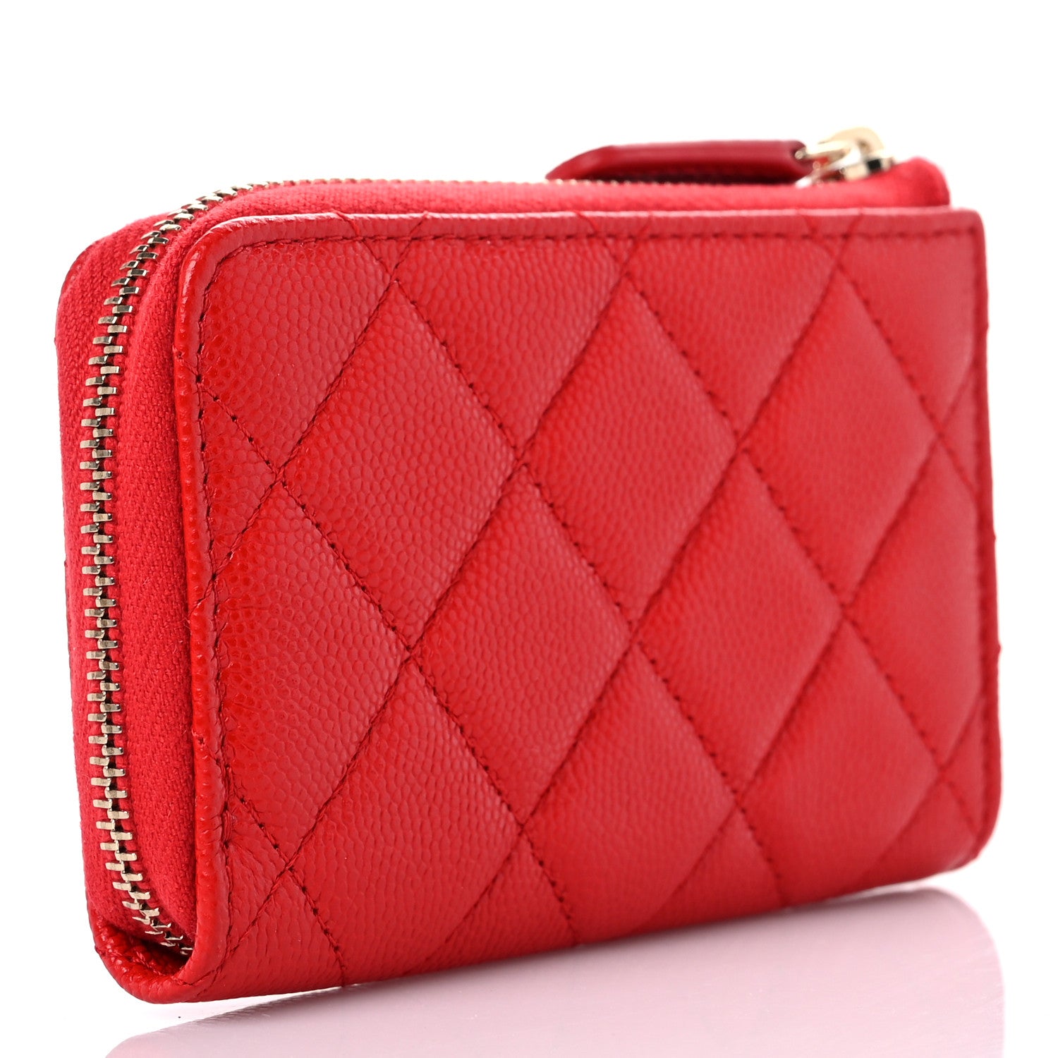 Chanel Caviar Quilted Zipped Key Holder Case Red 4 of 9