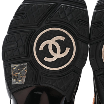 Chanel Metallic Fabric Suede Calfskin Crocodile Embossed CC Sneakers 40.5 Black Gold 6 of 8