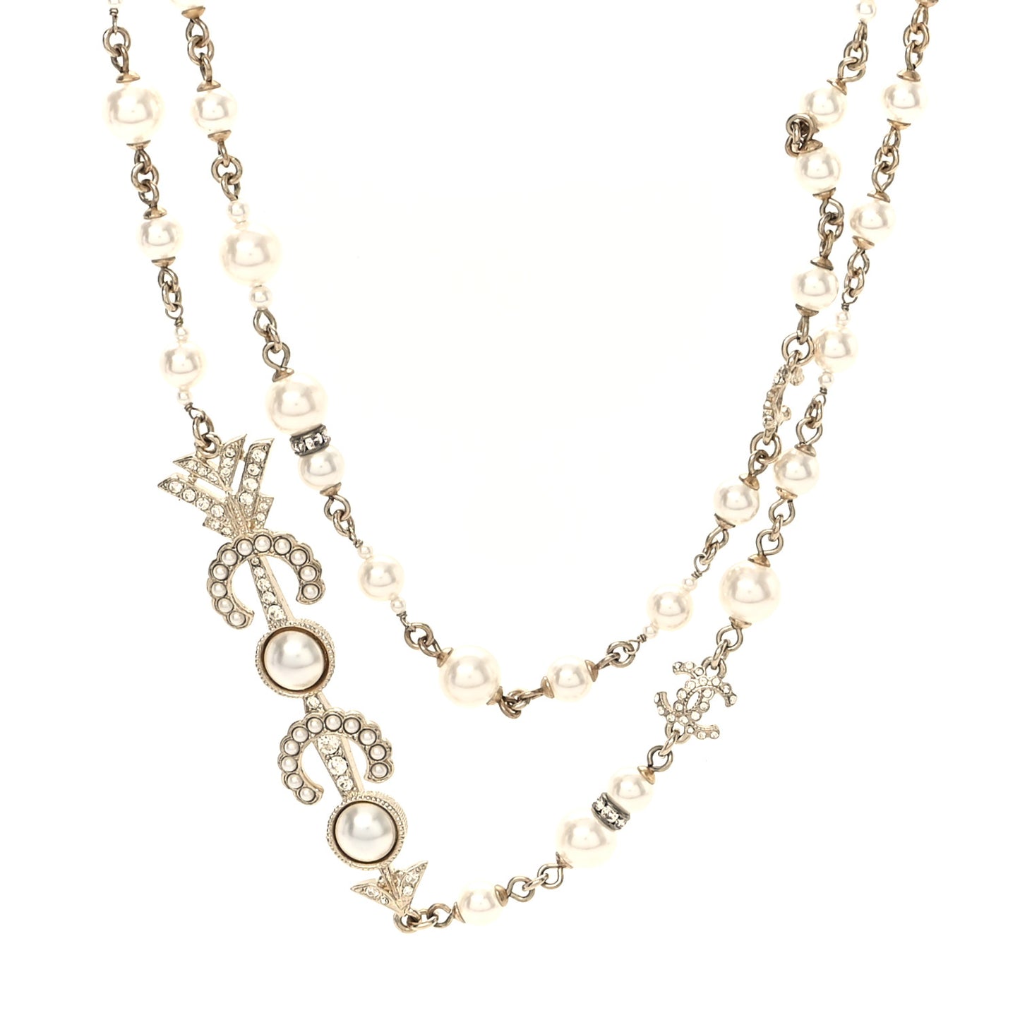 Pearl Crystal Queen of France Necklace Gold