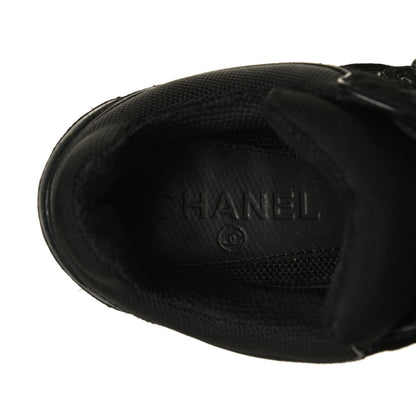 Chanel Canvas Suede Calfskin Womens CC Sneakers 37.5 Black 7 of 8