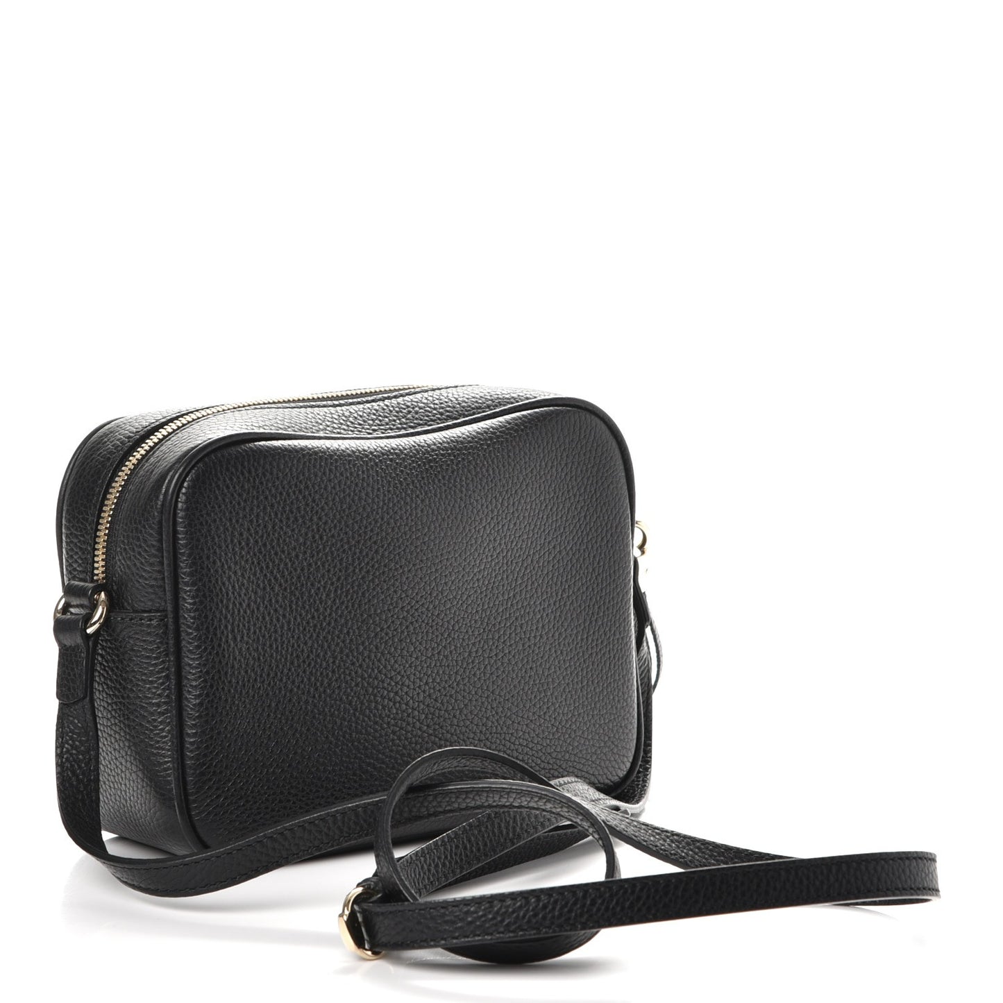 Pebbled Calfskin Small Soho Disco Bag Black