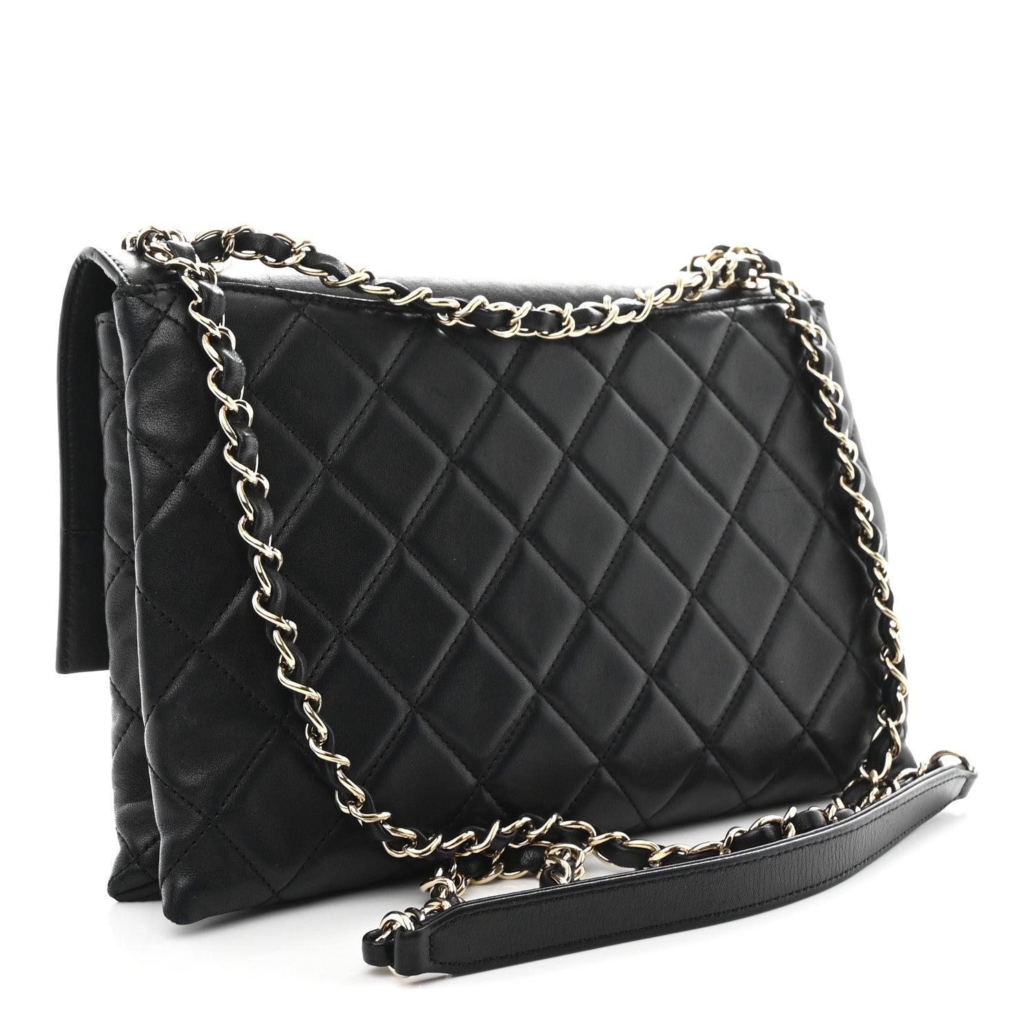 Chanel Lambskin Quilted Retro Label Clutch Black 3 of 11