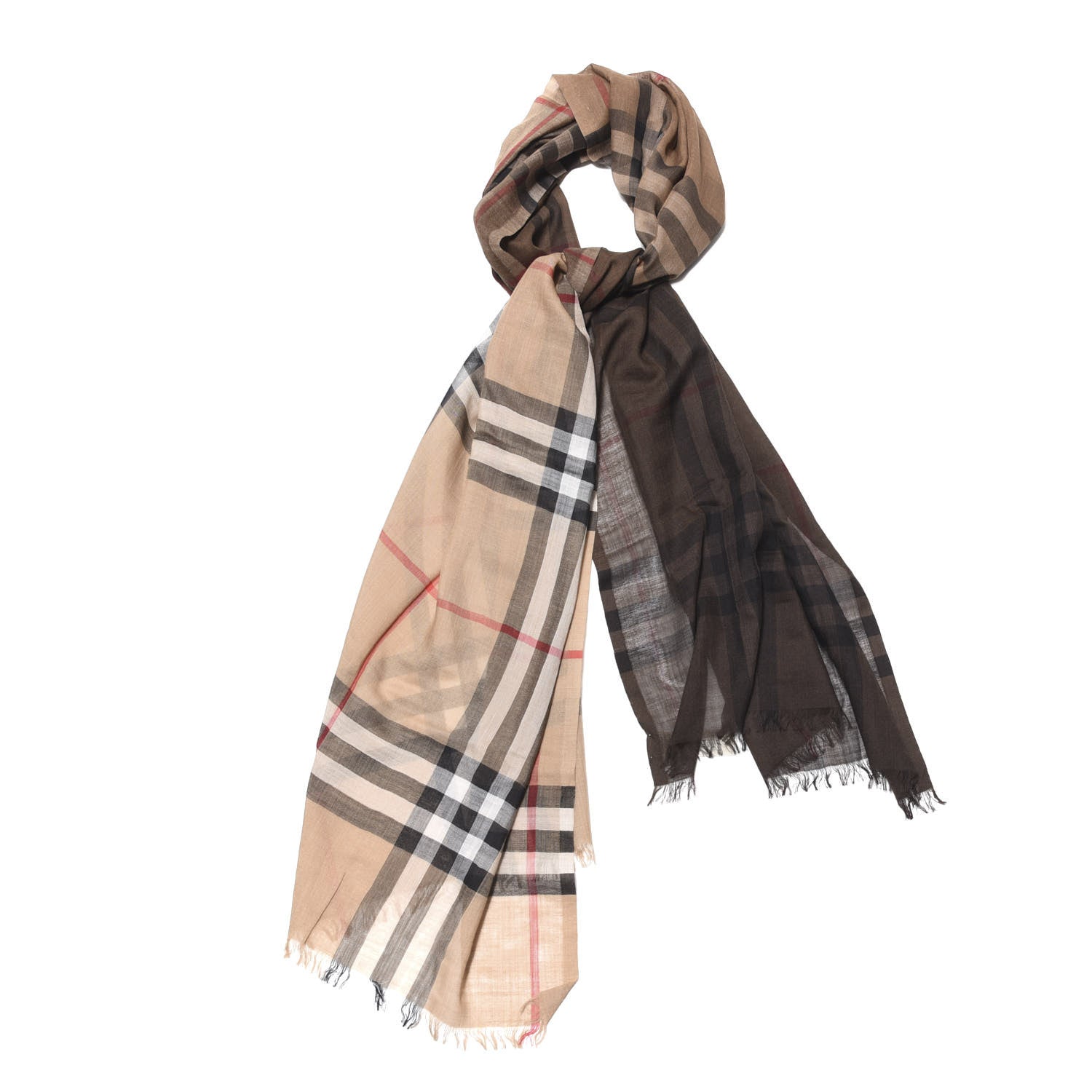 Burberry Wool Silk House Check Lightweight Scarf Camel 1 of 3