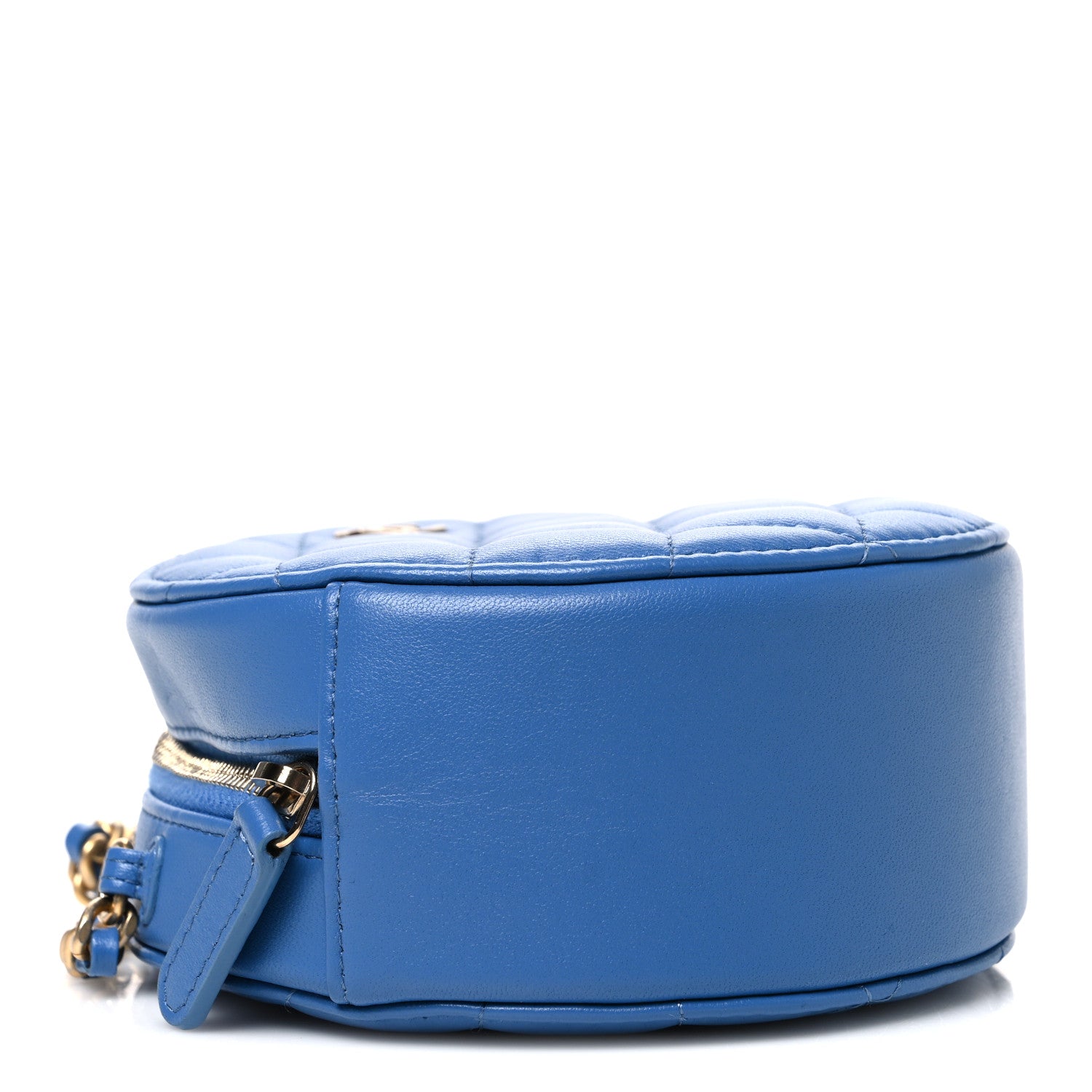 Chanel Lambskin Quilted Round Clutch With Chain Blue 4 of 10