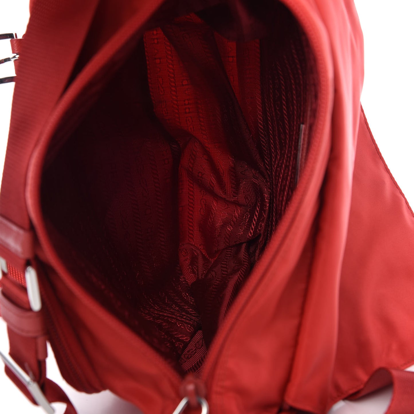 Tessuto Nylon Saffiano Messenger Bag Red