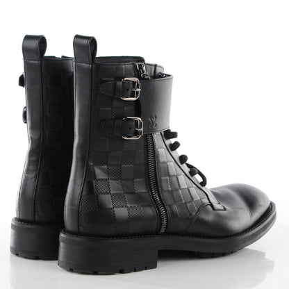 Louis Vuitton Calfskin Damier Clash Ankle Boots 7 Black 5 of 10