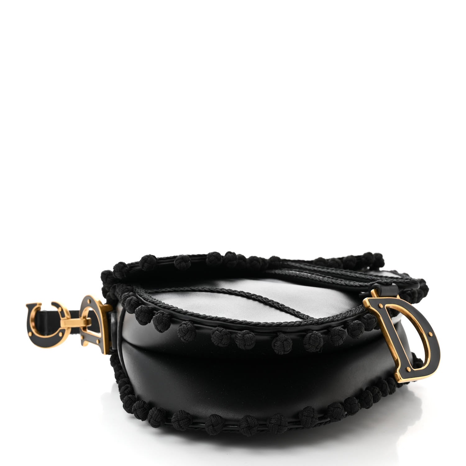Christian Dior Calfskin Pom Pom Saddle Bag Black 4 of 10