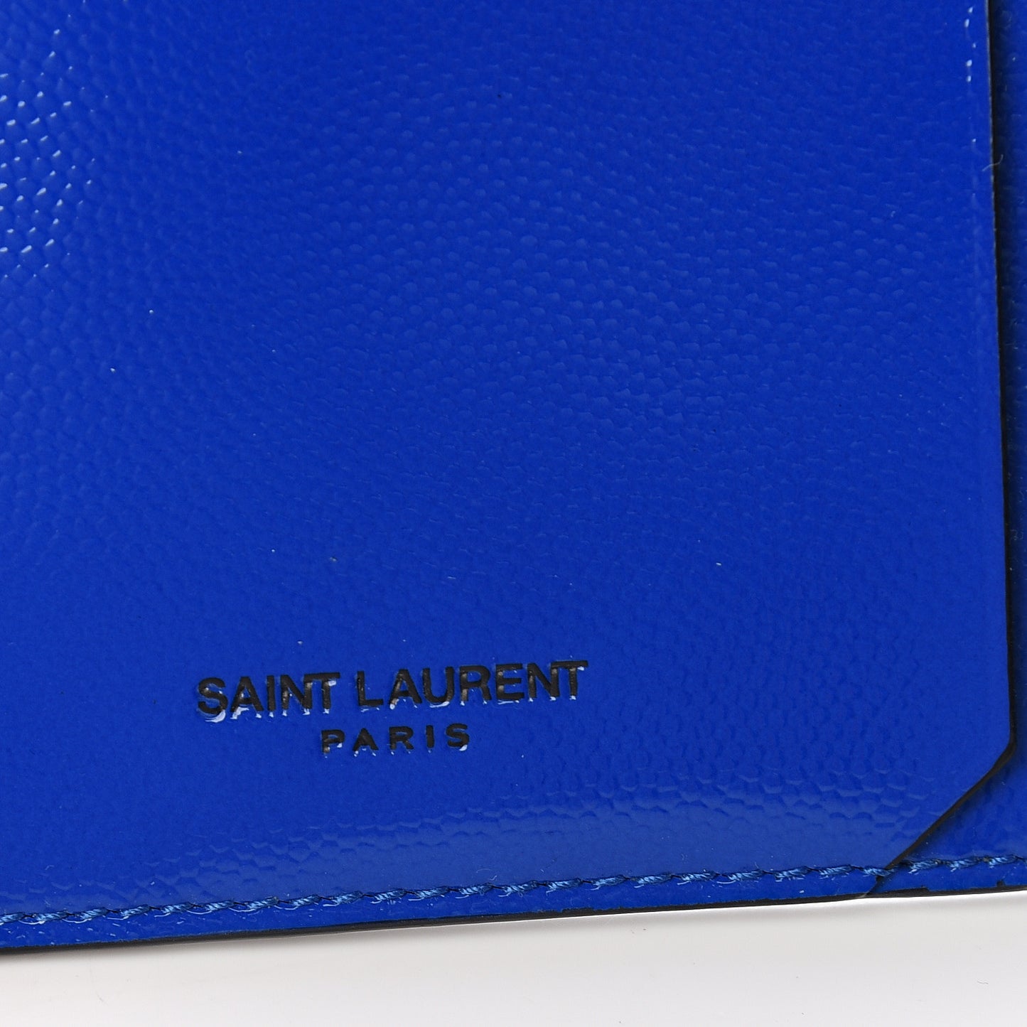 Patent Calfskin 5 Fragments Zip Card Case Blue Majorelle