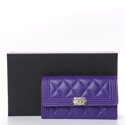 Chanel Lambskin Quilted Medium Boy Flap Wallet Purple 10 of 10