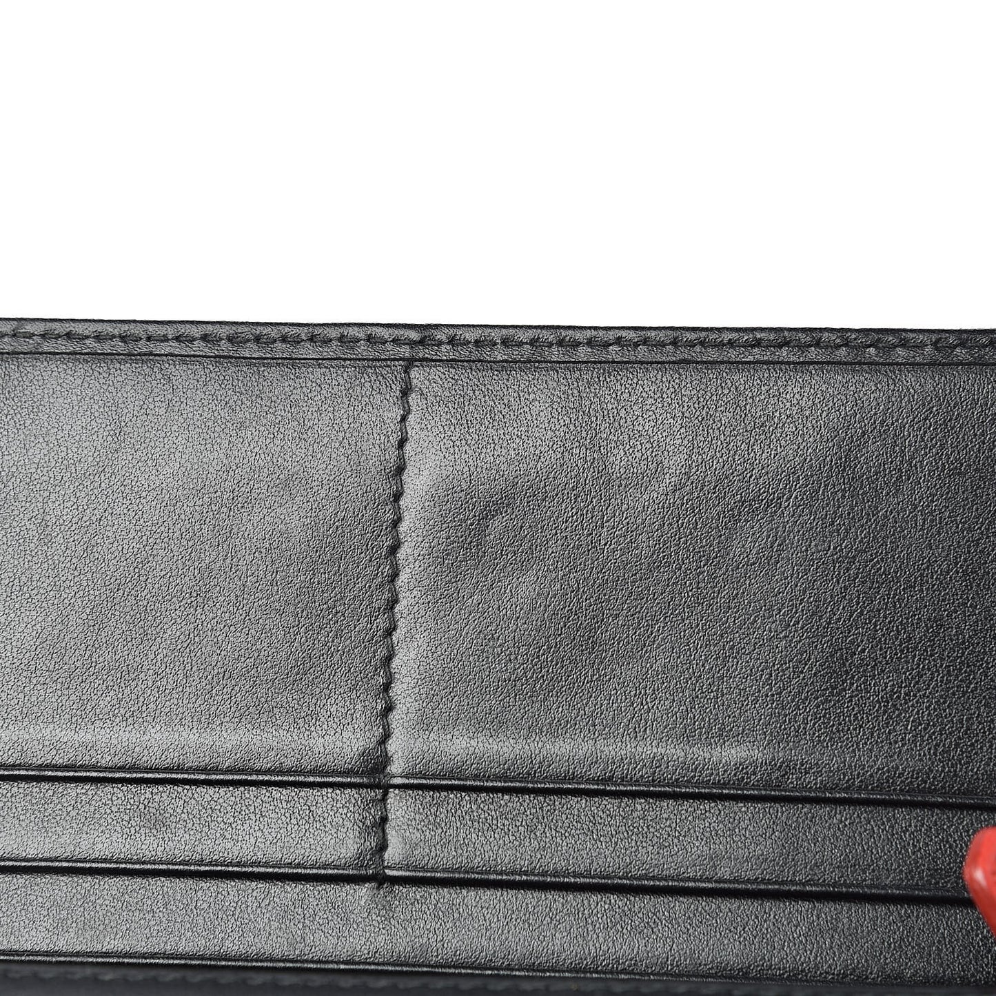 Calfskin Studded Rings Continental Flap Wallet Black
