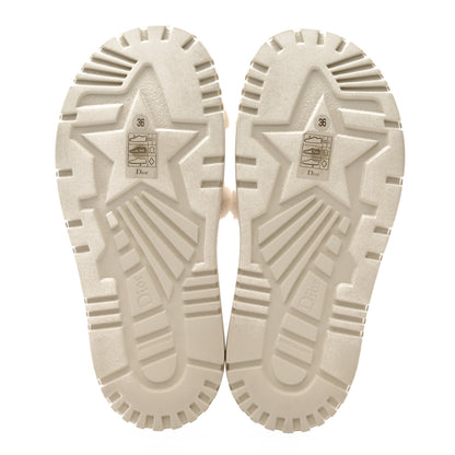 Christian Dior Shearling Canvas Lurex Embroidered Dway 10mm Slide Sandals 40 Natural Platinum 5 of 9