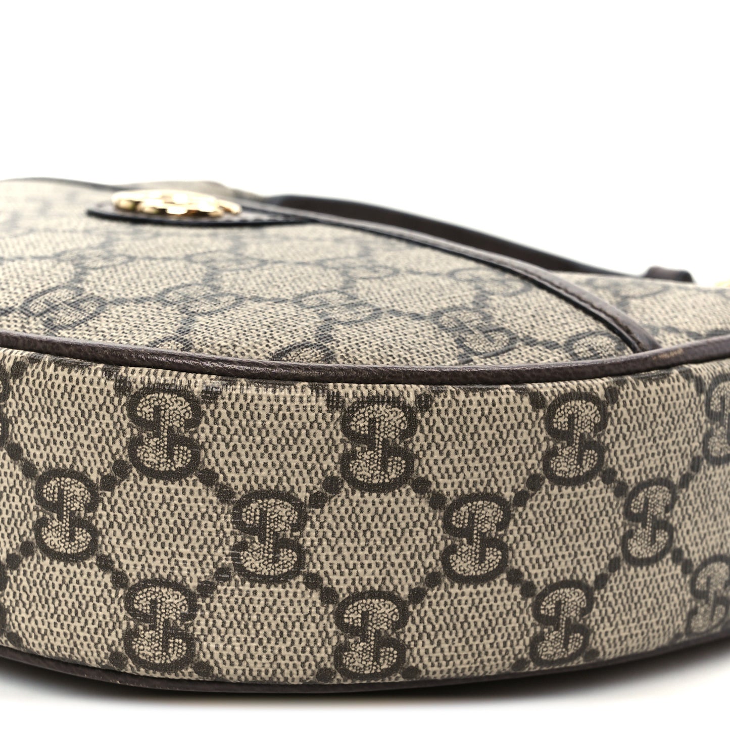 GG Supreme Monogram Textured Dollar Calfskin Small Ophidia Shoulder Bag Beige Ebony New Acero