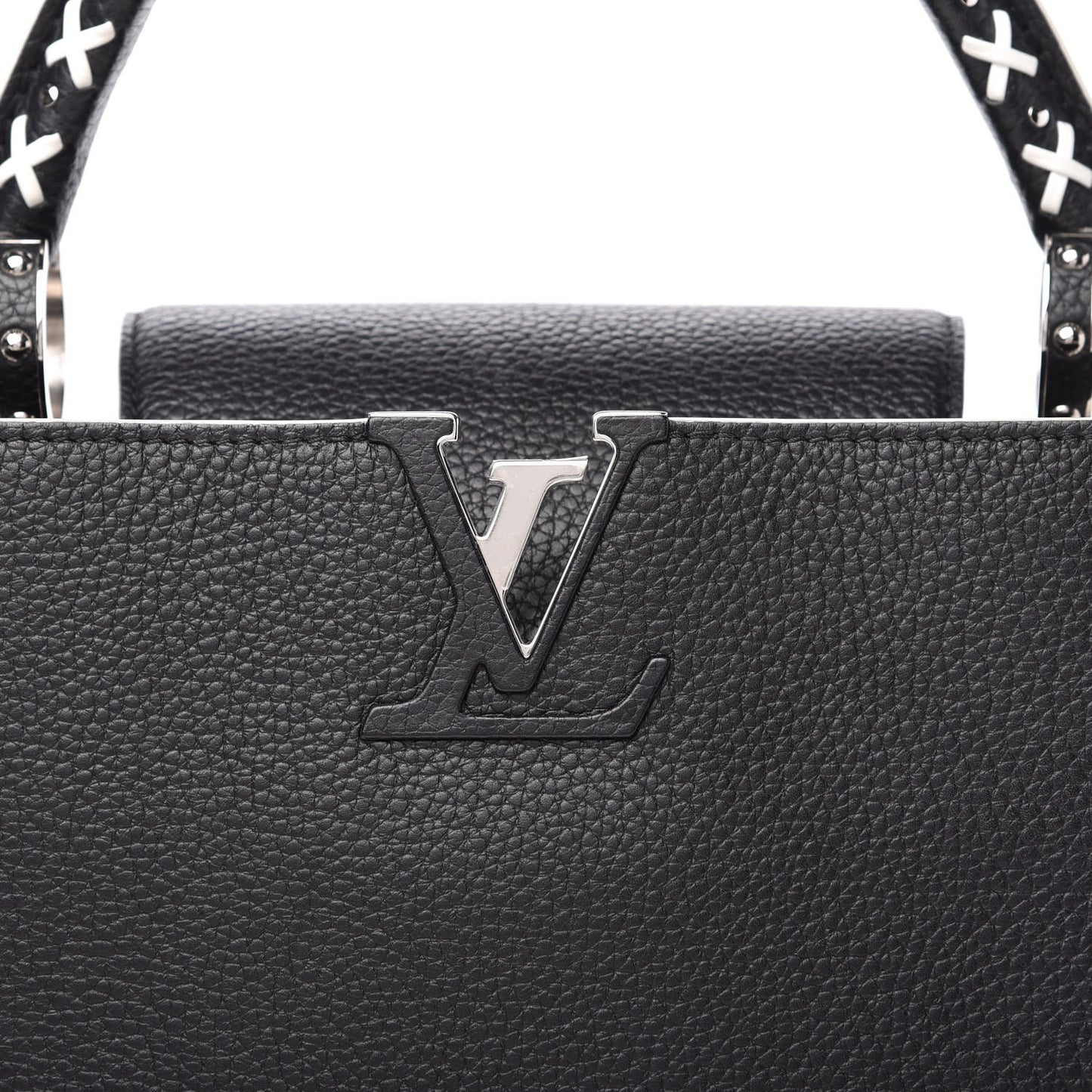 Taurillon Stitched Capucines PM Black