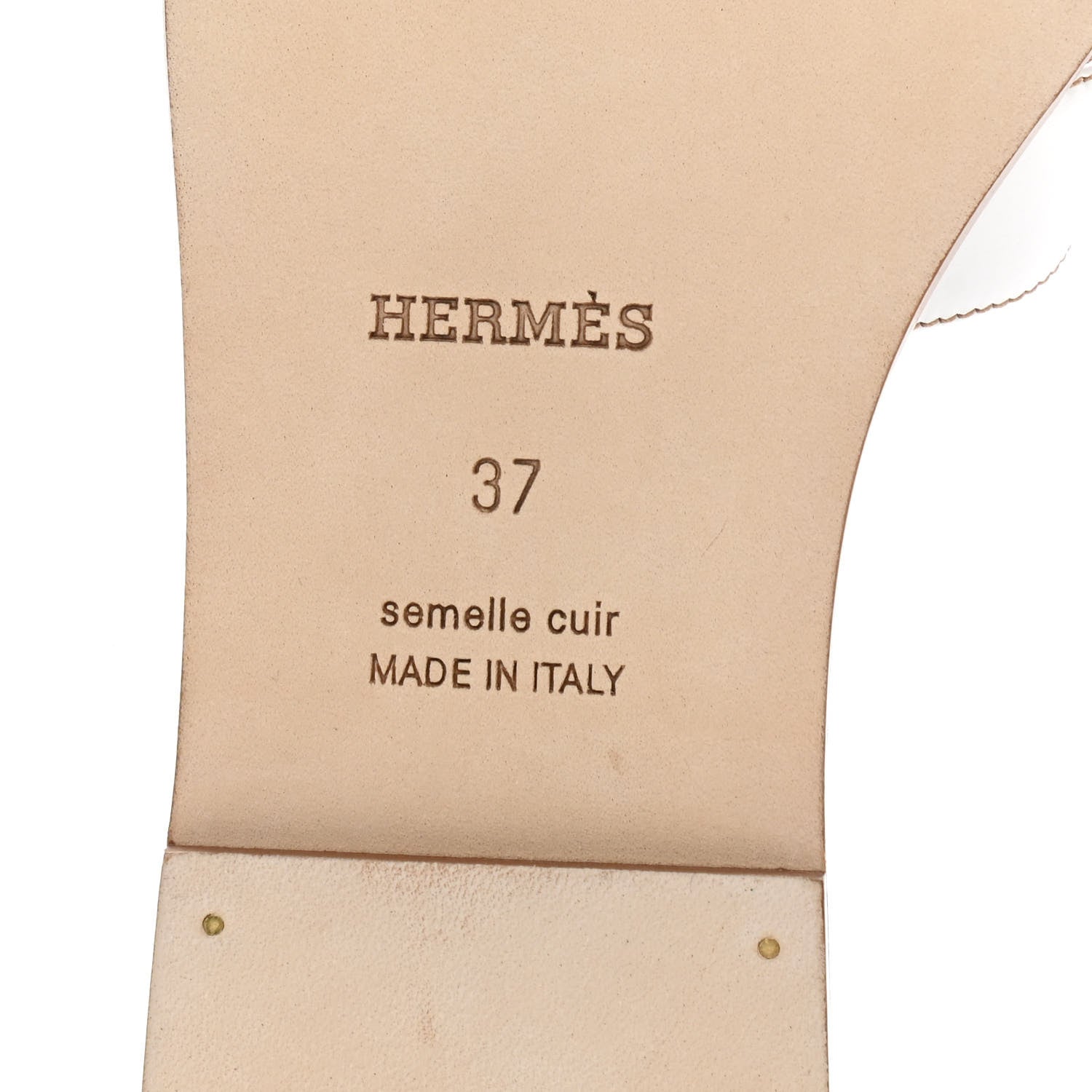 Hermes Box Calfskin Oran Sandals 37 White 6 of 9