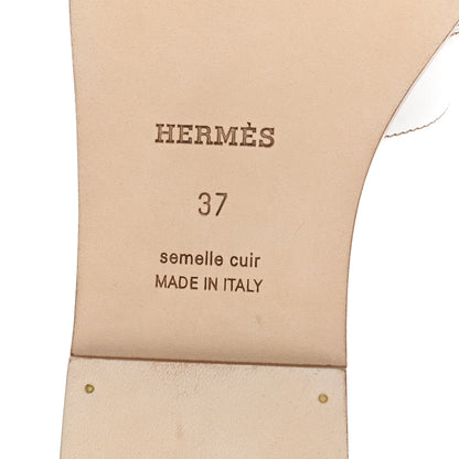 Hermes Box Calfskin Oran Sandals 37 White 6 of 9