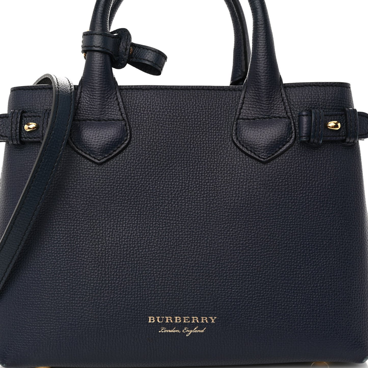 Grainy Calfskin House Check Small Banner Tote Ink Blue
