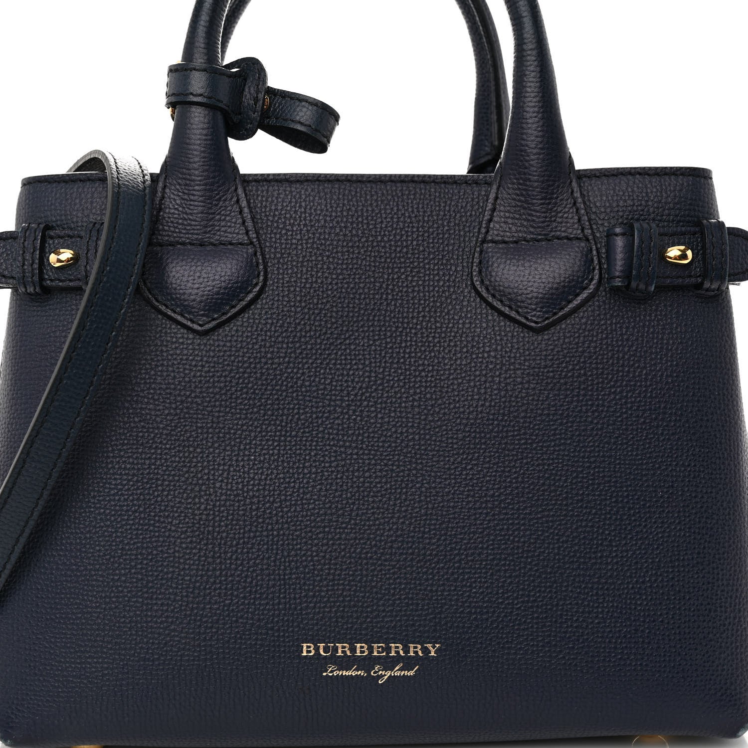 Burberry Grainy Calfskin House Check Small Banner Tote Ink Blue 8 of 12