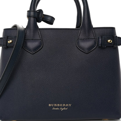 Burberry Grainy Calfskin House Check Small Banner Tote Ink Blue 8 of 12