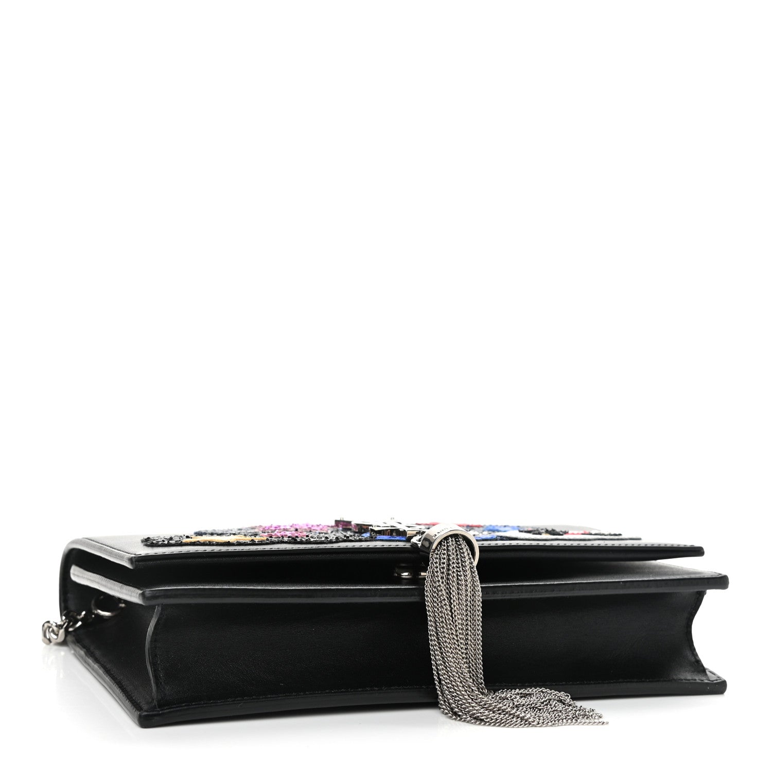 Saint Laurent Smooth Calfskin Patchwork Classic Monogram Kate Tassel Chain Wallet Black 4 of 11