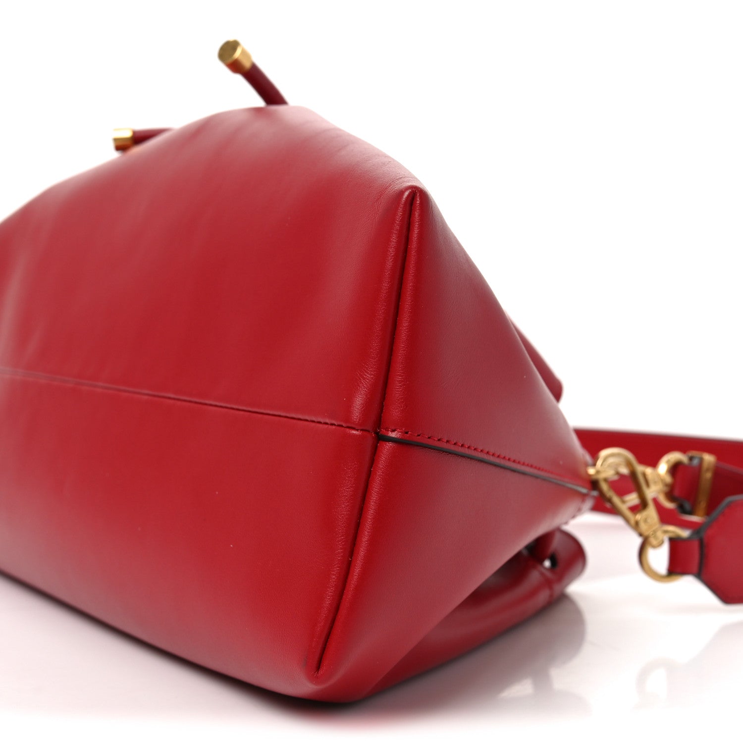 Jimmy Choo Smooth Shiny Calfskin Cinch M Bucket Bag Ruby Red