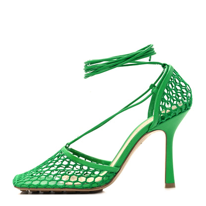 Bottega Veneta Mesh Nappa Stretch Ankle Tie 90mm Sandals 39 Grass 1 of 7