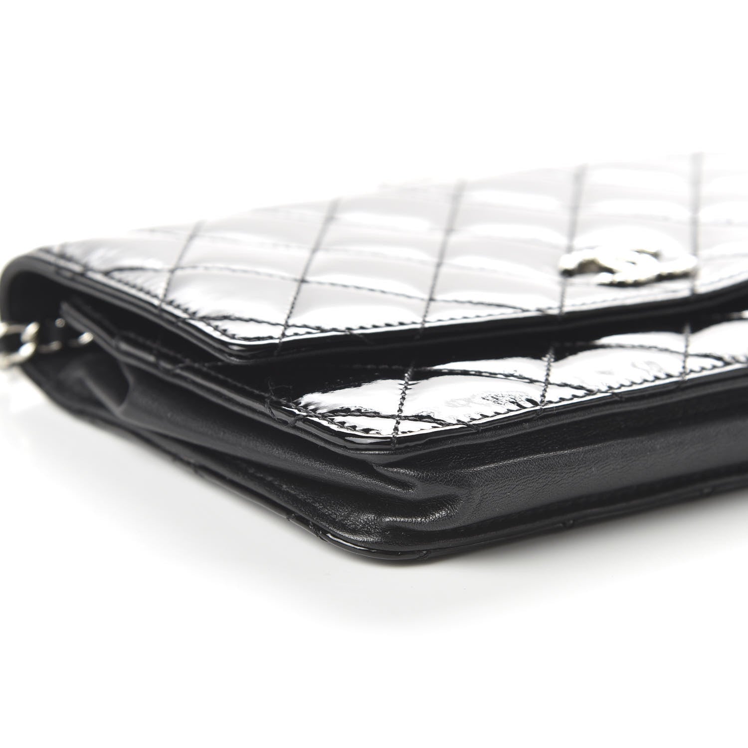 Chanel Patent Quilted Brilliant Wallet On Chain WOC Black 6 of 11