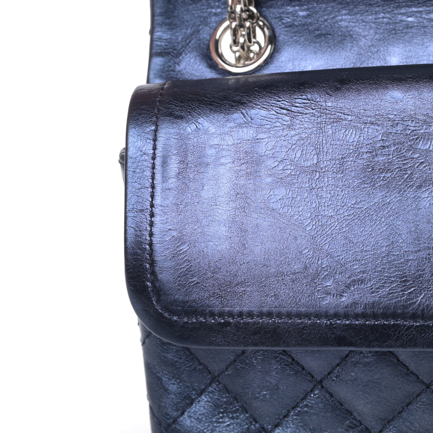 Metallic Aged Calfskin Quilted 2.55 Reissue 225 Flap Blue