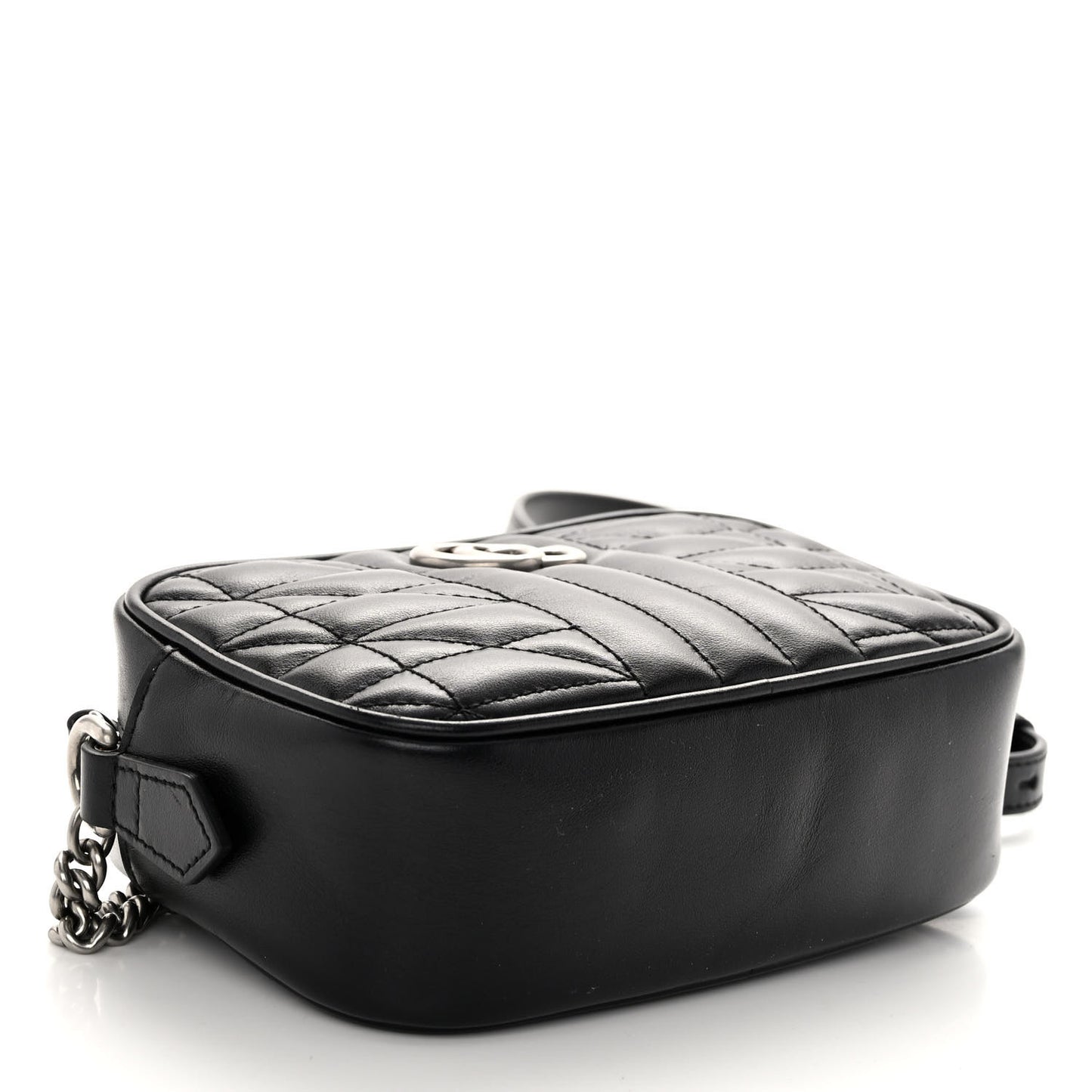 Calfskin Matelasse Aria Mini GG Marmont Chain Shoulder Bag Black