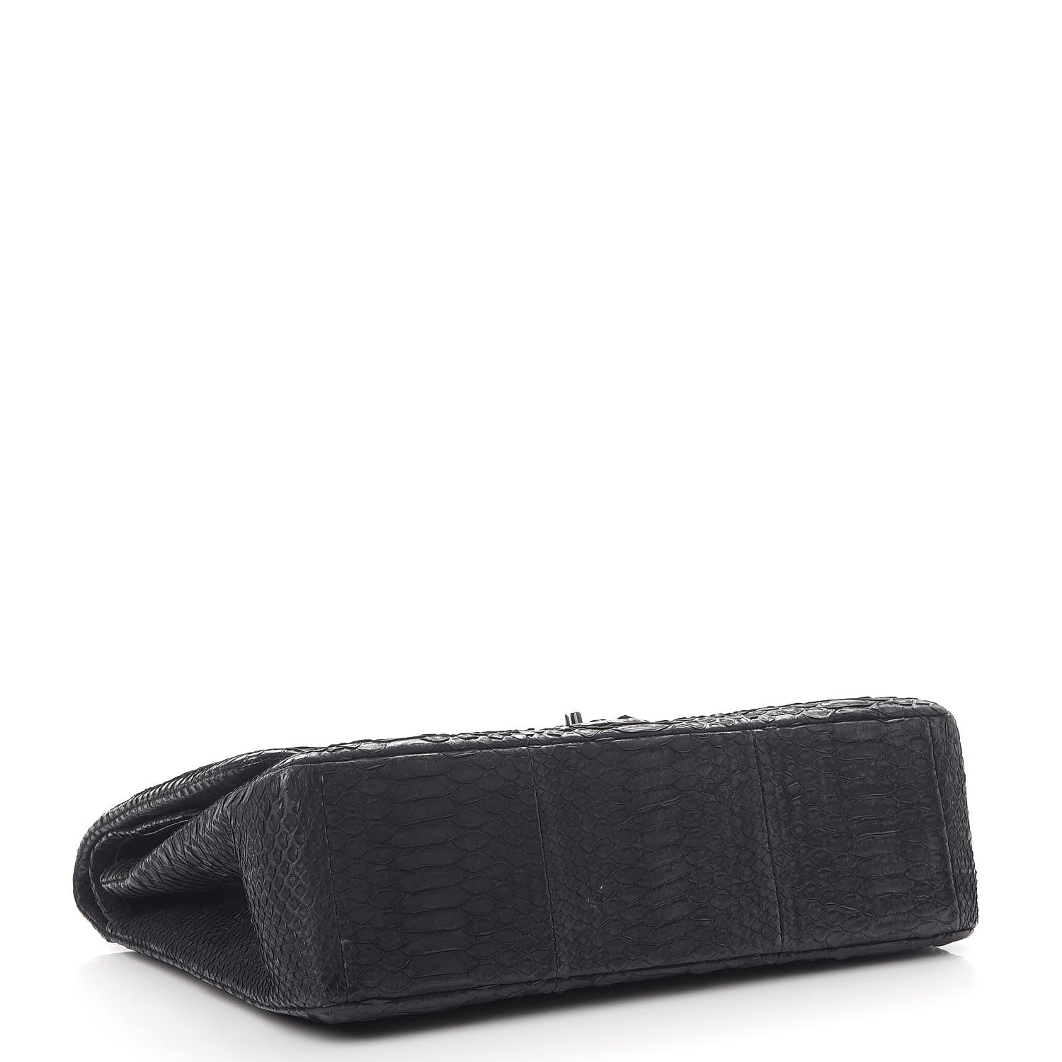 Chanel Matte Python Maxi Double Flap Black 4 of 13
