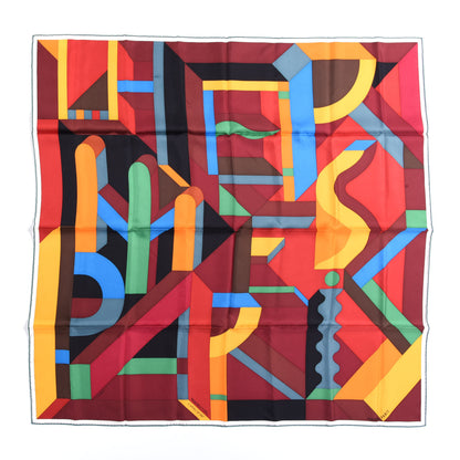 Hermes Silk Perspective Cavaliere 90 Twill Orange Rouge H Vert 1 of 6