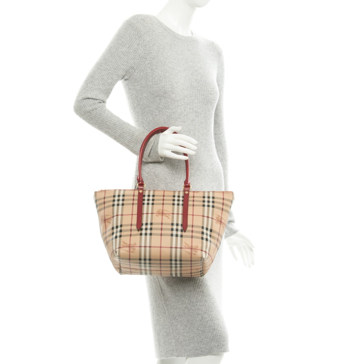 Burberry Haymarket Check Small Salisbury Tote Military Red 2 of 7