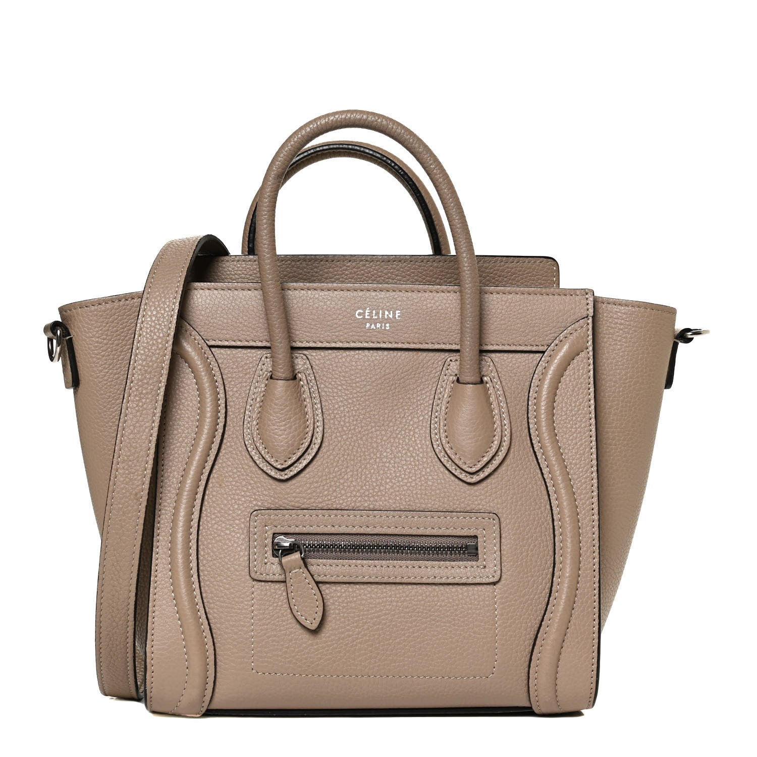 Celine Drummed Calfskin Nano Luggage Dune 1 of 12