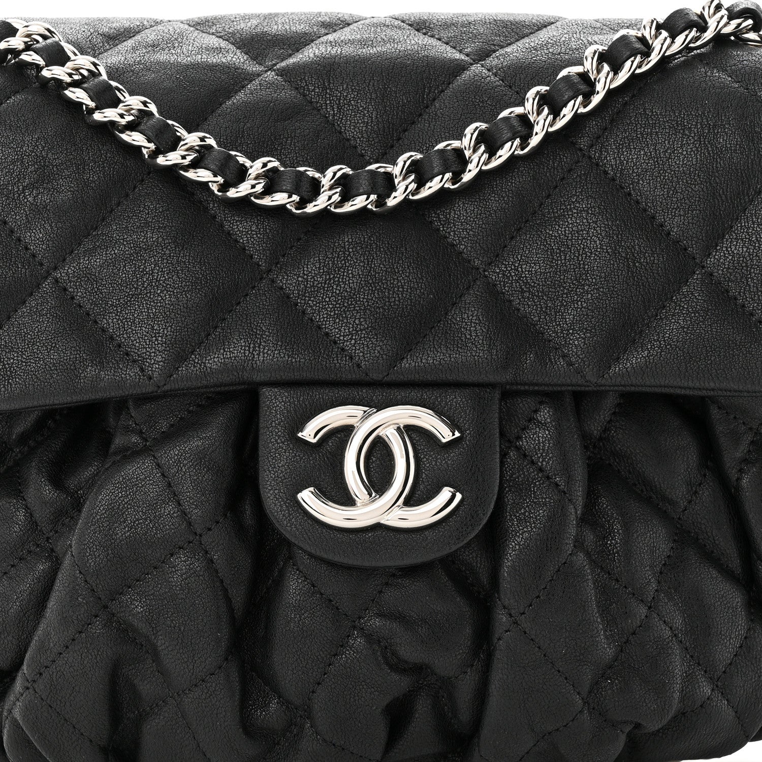 Chanel Washed Lambskin Quilted Medium Chain Around Messenger Black 8 of 11