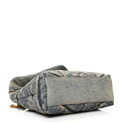 Saint Laurent Denim Quilted Toy Loulou Puffer Monogram Chain Satchel Blue Black 4 of 10