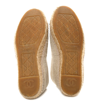 Chanel Toile Sequin CC Espadrilles 38 Beige Black 5 of 11