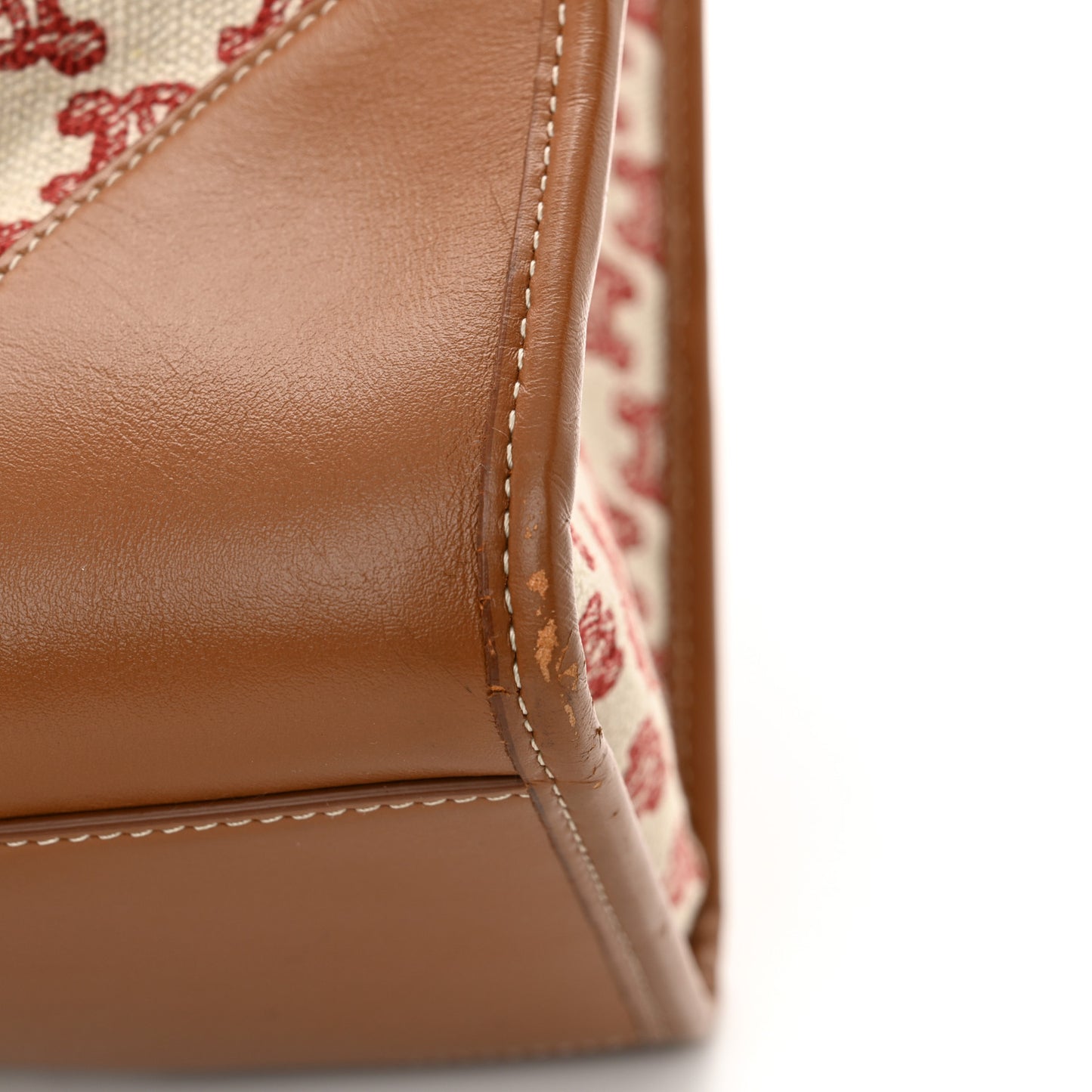 Canvas Calfskin Triomphe Embroidered Horizontal Cabas Burgundy