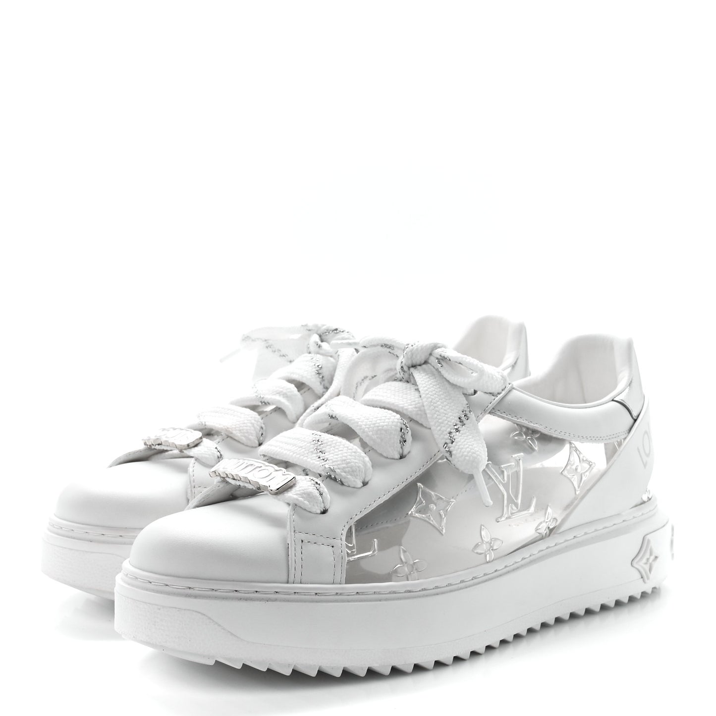 Monogram PVC Time Out Sneakers 38.5 Silver